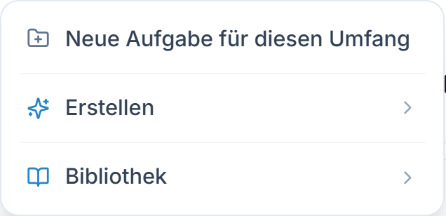 Das +-Menü unter dem Eingabefeld: Klappen Sie Bibliothek auf, um einen Workflow zu wählen.